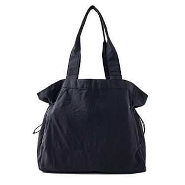 Imagem de VAKAER Sacola feminina, bolsa de compras com ajuste lateral 18L, bolsa Hobo grande, bolsas de ombro leves para trabalho, treino, viagens, Preto, One Size