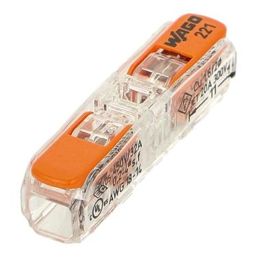 Imagem de Conector Terminal Wago Inline Original - 2 Pólos 221-2411 Para Cabos e Fios - Até 4mm