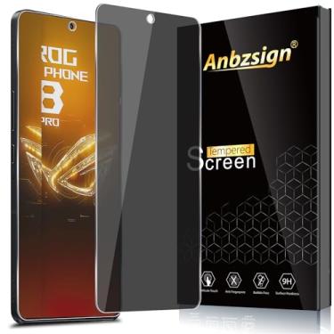 Imagem de Anbzsign [Pacote com 2 para ASUS ROG Phone 8 Pro/Phone 8, película de vidro temperado privada antiespião, antiarranhões, compatível com capas.