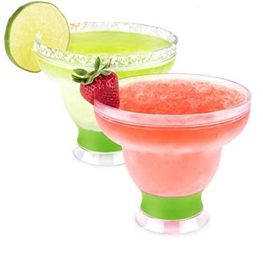 Imagem de HOST Freeze Margarita – Copos de refrigeração, gel, parede dupla, plástico, congelado, coquetel, vidro, conjunto com 2, verde