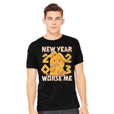 Imagem de TeeFury - New Year Worse Me - Camiseta masculina de Ano Novo Chinês, Cinza mesclado, P
