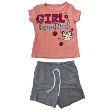 Imagem de B Kids Conjunto Camiseta e Shorts Estampado Salmao