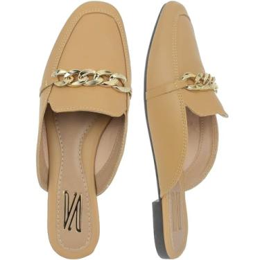 Imagem de Mule Feminina Bico Quadrado Sapatilha Flat Loafer Mocassim Macio Confortvel Via Angel 44.03 (Palha, BR, Adulto, Numérico, 34)