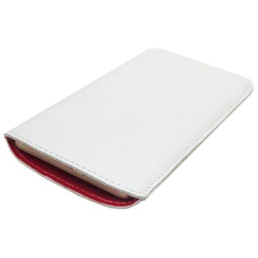 Imagem de Case Couro Legítimo C/Forro Vermelho Para Calculadora Hp12c Branca