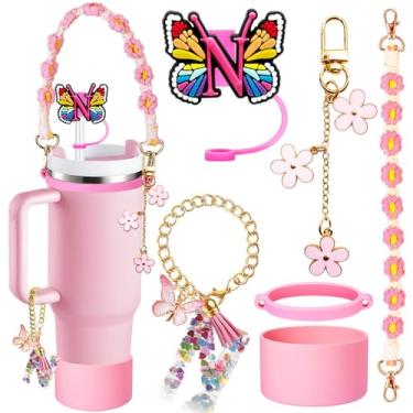 Imagem de Stanley Conjunto de acessórios de copo 6 peças para 850 g e 1,134 g, inclui tampa de capa de canudo de iniciais de silicone, bota, alça de alça de garrafa de água, anel de copo de borracha, pingente