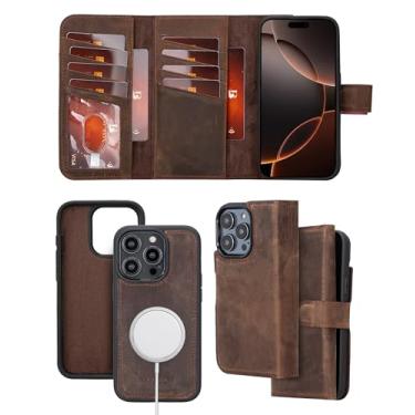 Imagem de Bayelon Capa carteira para iPhone 16 Pro Max de 6,9 polegadas, carteira de couro com três dobras, capa flip magnética removível, porta-cartões, capa carteira para iPhone 16 Pro Max, compatível com