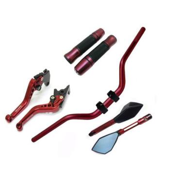 Imagem de Kit Guidão Alto Manopla Fechada Jupiter Retrovisor TM2 Manete Bros125 