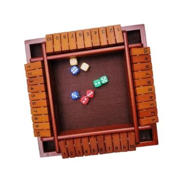 Imagem de YIJU Jogo de dados Shut The Box Jogo de estratégia Jogo prático engraçado Artesanato de madeira portátil Jogo de tabuleiro de madeira Jogo de mesa para, Marrom