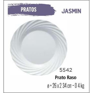 Imagem de Jogo 06 Pratos Jasmin Raso Jantar - Almoço - 25Cm Branco - Duralex