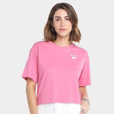 Imagem de Camiseta Lacoste Logo Assinatura Feminina, Rosa, 44