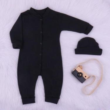 Imagem de Macacão Para Bebê Com Botões e Touca - Masculino/Feminino  - Dia a Dia