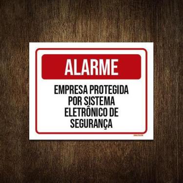 Imagem de Placa Alarme Empresa Protegida Sistema Segurança 27X35 - Sinalizo.Com