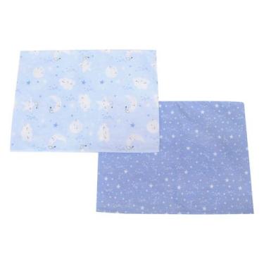 Imagem de Kit Fronha Enxoval Bebe Azul C/2 28x40 Estampada Algodão - Minasrey