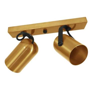 Imagem de Trilho Luminária Teto 2 Spots Direcionáveis Dourado Moderno - Preludio