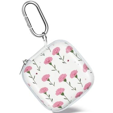 Imagem de Capa quadrada para fones de ouvido, organizador de fones de ouvido, estojo portátil de EVA para transporte, bolsa de armazenamento com mosquetão para AirPods Beats, Bose Galaxy Buds 3, armazenamento