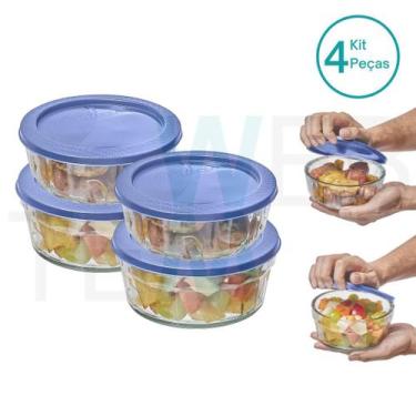 Imagem de Kit 4 Potes Tigela de Vidro com Tampa Plástica Laguna 750ml e Oceani 6