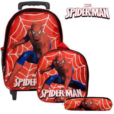 Imagem de Kit Mochila Infantil de Rodinhas Menino Homem Aranha Toys 2U