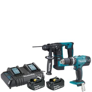 Imagem de Parafusadeira + Martelete DHP453+DHR171 Com Carregador Duplo Makita