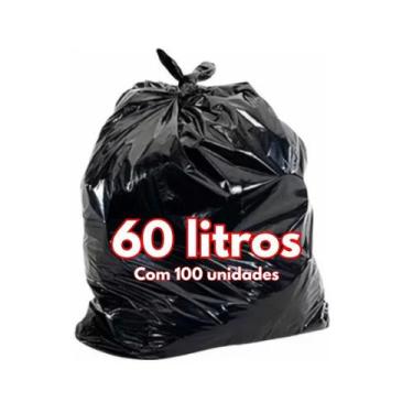 Imagem de Saco para Lixo 60 litros preto -70x80 Pacote com 3,00 kg - 100 unidade