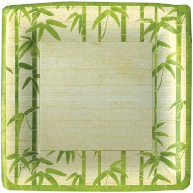 Imagem de Prato de jantar de papel de seda de bambu Entertaining with Caspari, 8 unidades