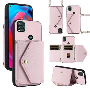 Imagem de Dibosom Capa carteira minimalista para Moto G Stylus 5G 2021 com alça de ombro, 6 compartimentos para cartões, fina e fina, suporte para cartão de crédito, capa para celular para Motorola GStylus G5