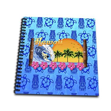 Imagem de 3dRose db_295571_2 Surfing in Hawaii with a Beach Sunset and Hawaiian Pattern. - Livro de memória, 30,5 cm, multicolorido