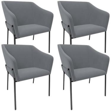 Imagem de Kit 4 Cadeiras Para Sala de Jantar Estar Living Olívia L02 Suede Cinza