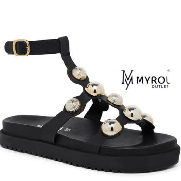 Imagem de Sandália Papete Aranha  Flat Myrol Outlet, 39, Preto
