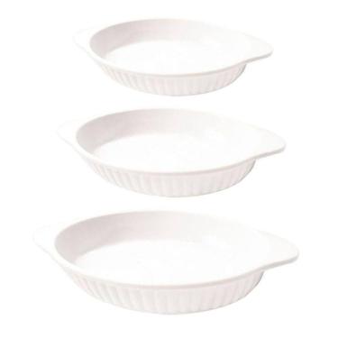 Imagem de Jogo De Travessas Melamina Oval Branca 3 Peças