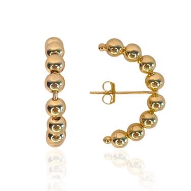 Imagem de Brinco Ear Hook Bolinhas Banho Ouro - Bruna Moreschi