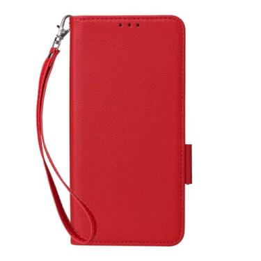 Imagem de Capas Compatível com Moto G85 5G,Carteira de couro Flip Phone Case com slot para cartão.Fechamento Magnético.Estojo de telefone giratório Standable (Red)