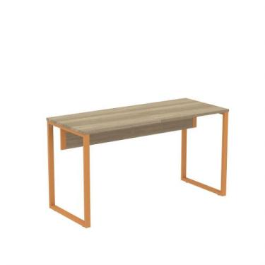 Imagem de Mesa Diretora Tubular P25 Pandin 1,50,6 M Noce Naturale e Laranja