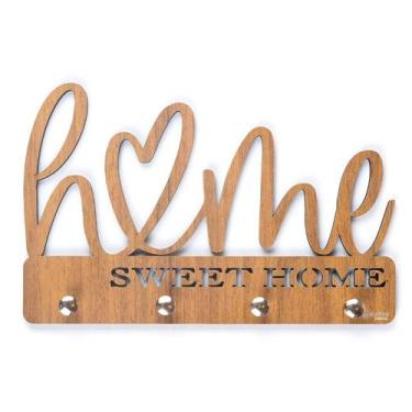 Imagem de Porta Chave Parede home sweet home amadeirado Decoração - CARMISINI