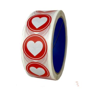 Imagem de Etiqueta Adesiva de Coração Colorida 30x30mm - Rolo com 500 unidades -