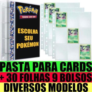 Imagem de Pasta Fichário Álbum Cristal Cartas Cards Pokémon Com 30 Folhas 9 Bols