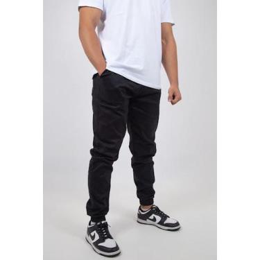 Imagem de Calça Jogger Masculina Sarja Com Punho Ajustável Estilo Streetwear - P