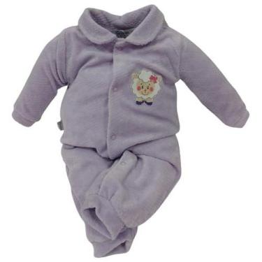 Imagem de Macacão Plush Trabalhado Longo Luxo Bebê Menina Zafielo 565, Lilás, RN