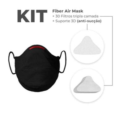 Imagem de Máscara Fiber Knit Air - Kit - Tamanho G, preto