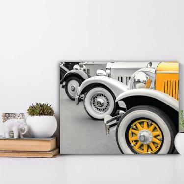 Imagem de Placa Decorativa MDF Cidades Carro Antigo Amarelo 30x40cm - Quartinhos