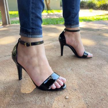 Imagem de Sandália gisele verniz preta salto fino - H.G, 39