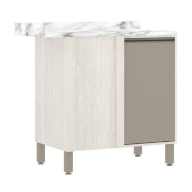 Imagem de Balcão Canto Reto Tampo 95cm 1 Prateleira Mocca Laca - LUCIANE