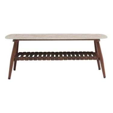 Imagem de Mesa Baixa De Apoio Aluminio Retangular 42x110x60 Cm - Naterial, Marro