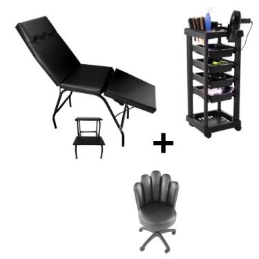 Imagem de Kit Maca Massagem +Mocho Petalas +Carrinho auxiliar + Escada - HENVIFE