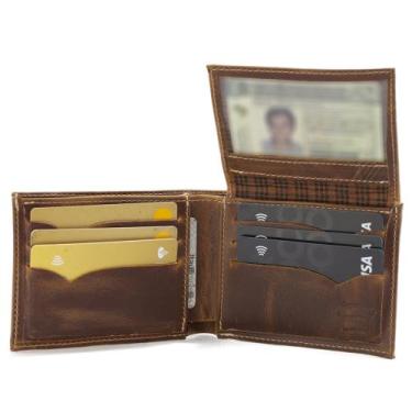 Imagem de Carteira Compacta Masculina Couro Com Janela Para RG ou CNH Cartões - 