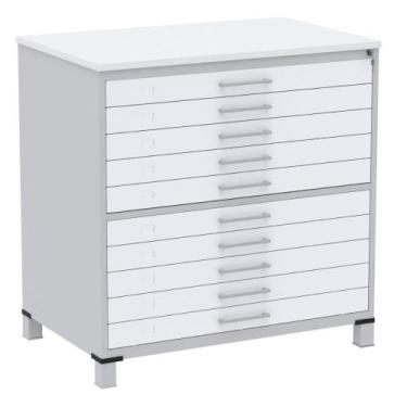Imagem de Mapoteca 10 Gavetas Pandin 120cm (Larg) Inmetro Tampo MDP Branco Estru