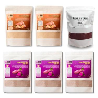 Imagem de Kit 6 Un Farinha Batata Doce Polpa Laranja, Roxa e Beterraba Pó 2.750k