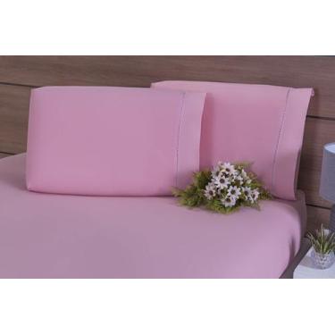 Imagem de Kit 10 Fronhas 70x50cm Percal 100% Algodão 230 Fios Ponto Palito Rosê 