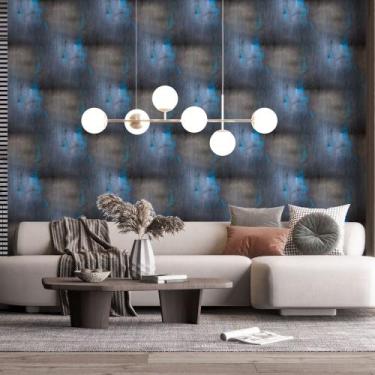 Imagem de Papel de Parede Adesivo Metal Aço Preto e Azul Moderno Quarto Sala de 
