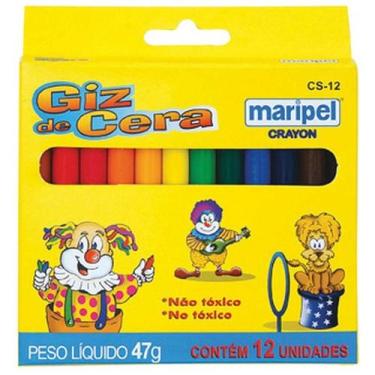 Imagem de Giz de cera fino 12 cores maripel