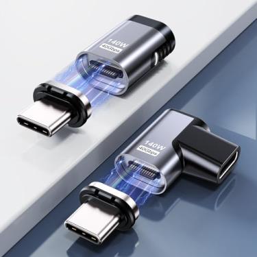 Imagem de Adaptador magnético USB C de 140 W, adaptador USB C magnético de 90 graus de 24 pinos com carregamento rápido PD, vídeo USB 4.0, 40Gbps 8K, para iPhone 15 Series MacBook Pro/Air/ROG Ally/Steam PSVR2 e